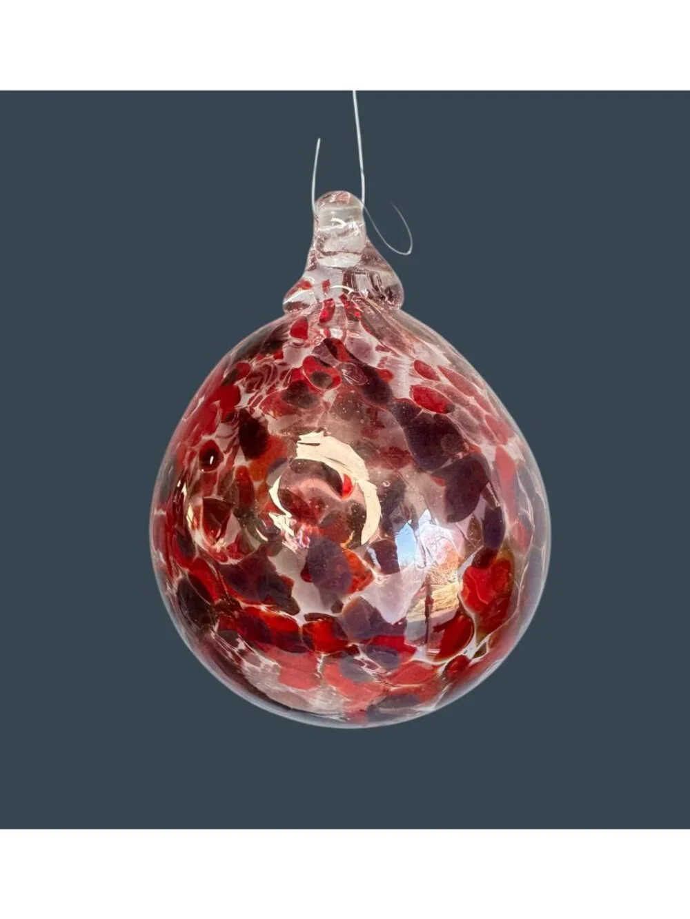 Hand Blown Red Witch Ball Spirit Friendship Ball Art Glass Ornament 4" - Picture 6 of 6